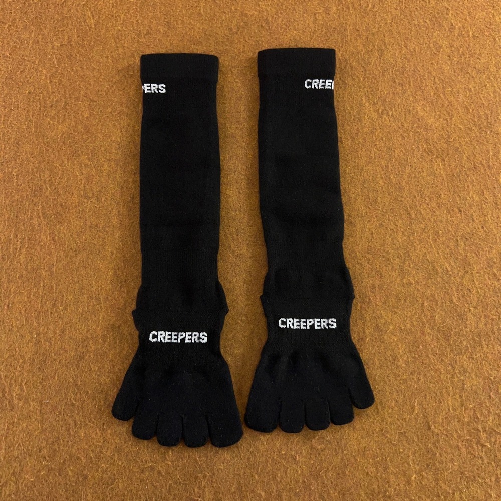 Creepers Unisex Small Black Performance Five Toe Crew Socks New